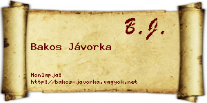 Bakos Jávorka névjegykártya